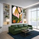 Ver imagem 4 de Quadro Canvas Abstrato Folhas Botânicas 90x60cm Mold Branca