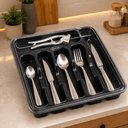 Ver imagem 2 de Porta Talher com Tampa 6 Divisórias Organizador de Gaveta para Utensílios de Cozinha