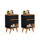 Ver imagem 1 de Kit 2 Mesas de Cabeceira, Criado Retrô Pés Palito Quarto Cantinho Decorado 2 Gavetas 1 Nicho Duda:pr