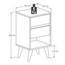 Ver imagem 4 de Kit 2 Mesas de Cabeceira, Criado Retrô Pés Palito Quarto Cantinho Decorado 2 Gavetas 1 Nicho Duda:pr