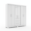 Ver imagem 3 de Guarda Roupa Casal com Espelho 6 Portas 3 Gavetas em MDF Select Branco New