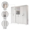 Ver mais imagens de Guarda Roupa Casal com Espelho 6 Portas 3 Gavetas em MDF Select Branco New