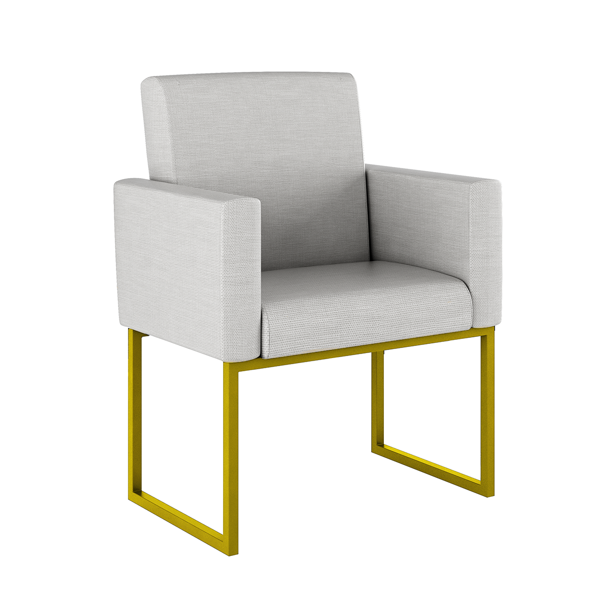 Kit 2 Cadeiras Poltrona Moderna com Base de Ferro Dourada:linho Cinza Claro - 3