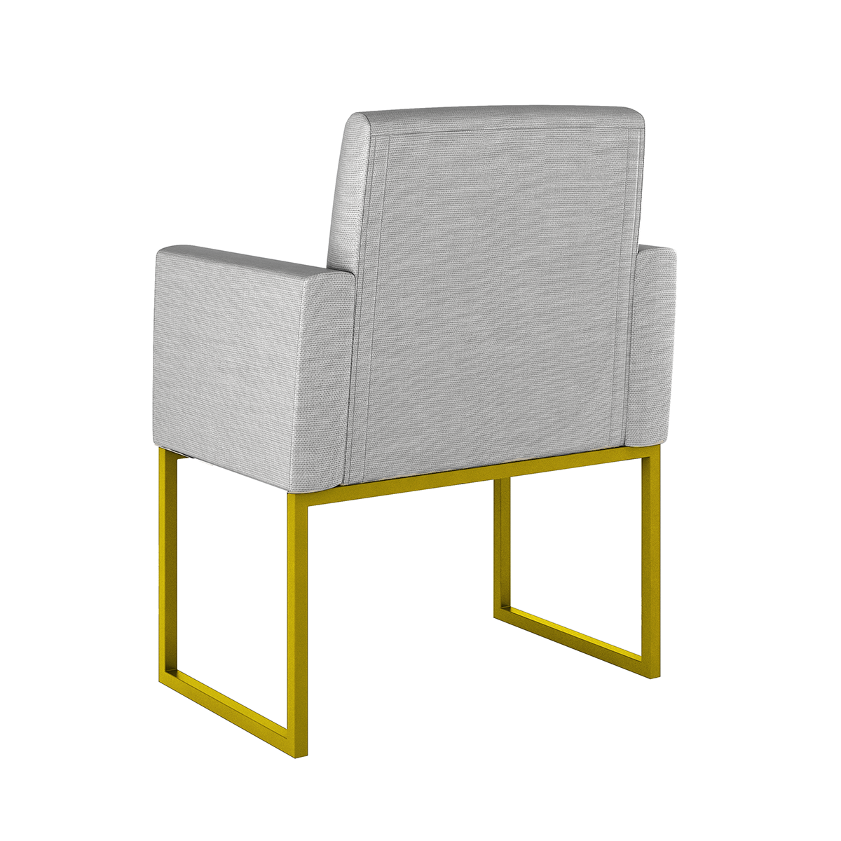 Kit 2 Cadeiras Poltrona Moderna com Base de Ferro Dourada:linho Cinza Claro - 5