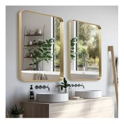 Espelho Retangular 70x50cm Moldura Alumínio Dourado - 6