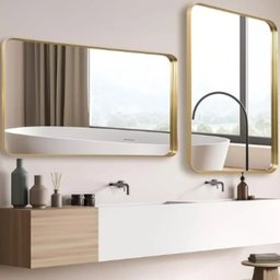 Espelho Retangular 70x50cm Moldura Alumínio Dourado - 2