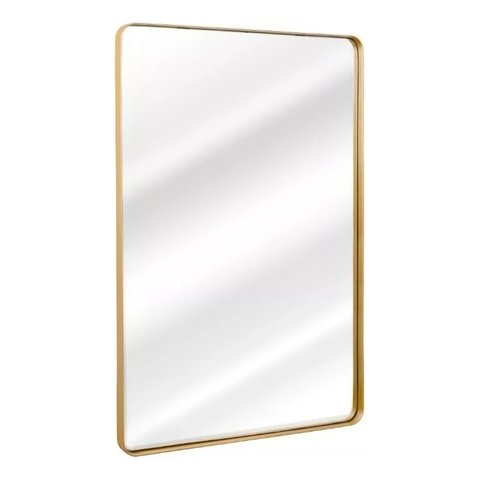 Espelho Retangular 70x50cm Moldura Alumínio Dourado