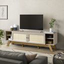 Ver imagem 6 de Conjunto Rack com Painel para TV até 60 Polegadas Ema Retrô Rattan CabeCasa MadeiraOriginals