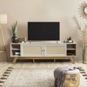 Ver imagem 7 de Conjunto Rack com Painel para TV até 60 Polegadas Ema Retrô Rattan CabeCasa MadeiraOriginals