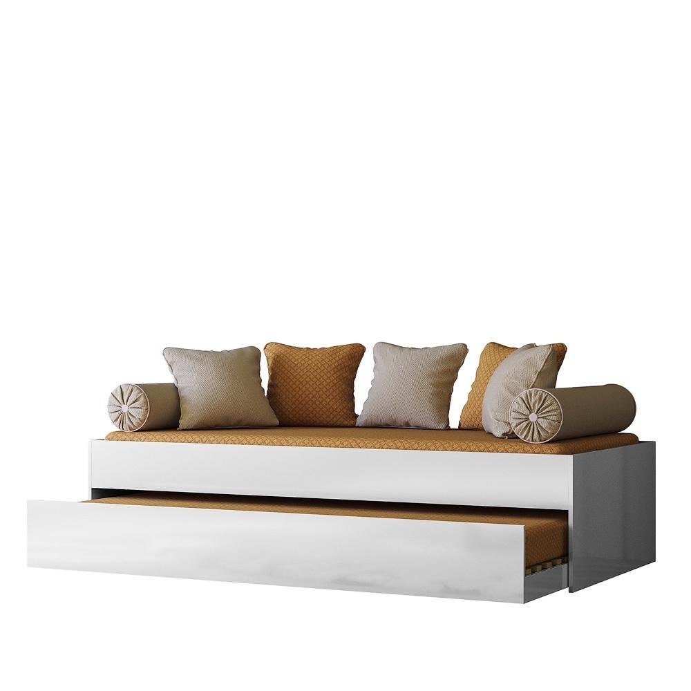 Cama + Cama Auxiliar Ônix Flex Nature Branco sem Colchão - Peternella - 3