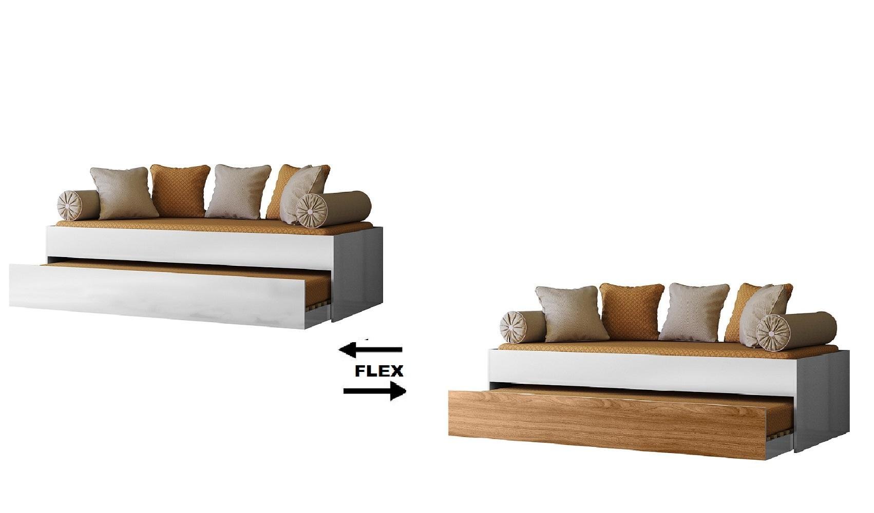 Cama + Cama Auxiliar Ônix Flex Nature Branco sem Colchão - Peternella - 2