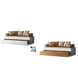 Cama + Cama Auxiliar Ônix Flex Nature Branco sem Colchão - Peternella - 2