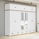 Ver imagem 1 de Guarda Roupa Madeira Maciça Bipartido 12 Portas C/ Espelhos:branco