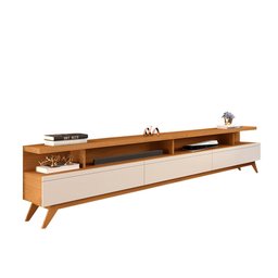 Rack para Sala até 75 Polegadas Pés em Madeira 217cm Nature Off White Farrel Jm Móveis - 2