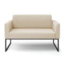 Ver imagem 3 de Sofá Namoradeira Base Industrial Preto Marisa Suede Bege