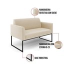 Ver imagem 2 de Sofá Namoradeira Base Industrial Preto Marisa Suede Bege