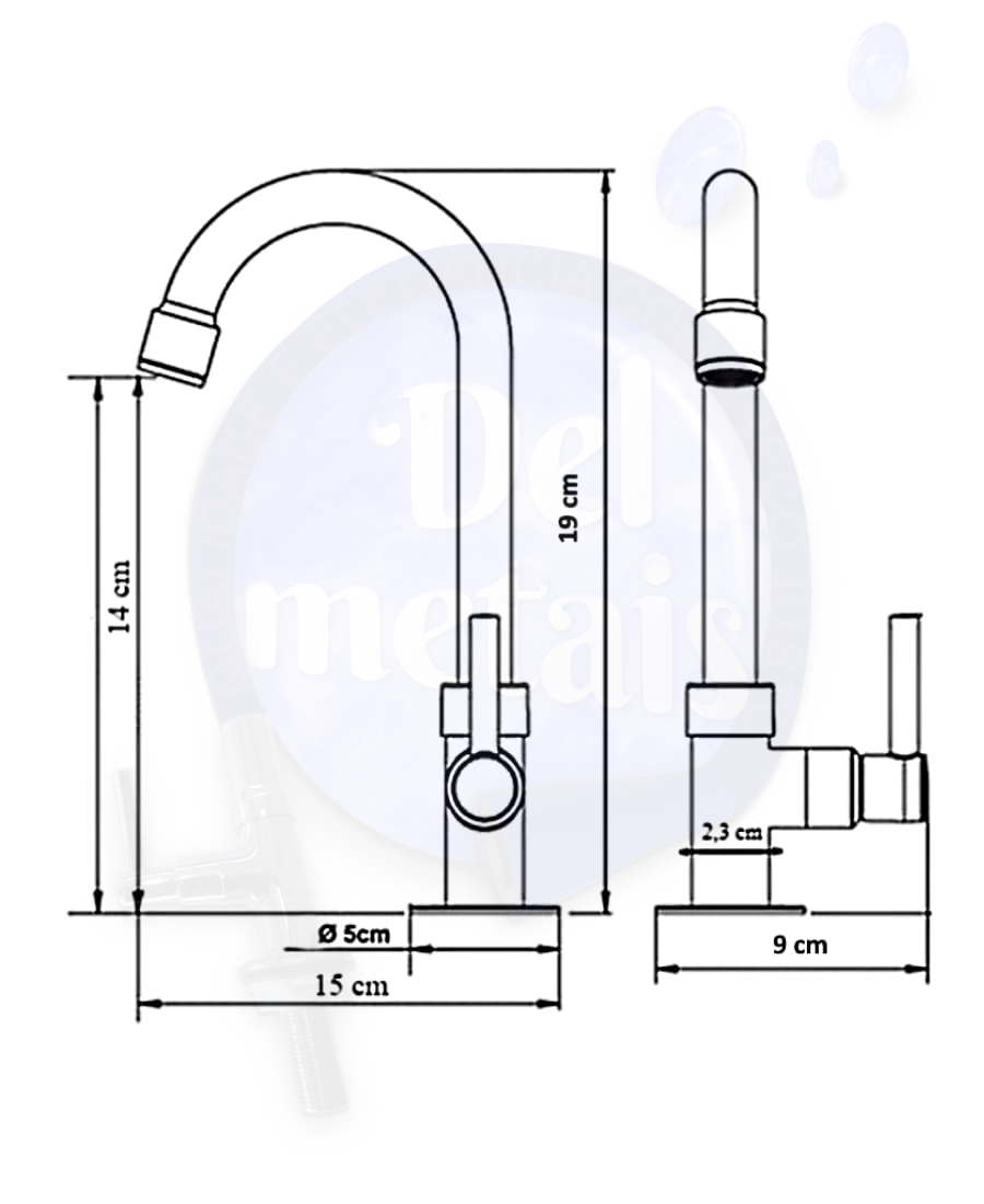 Torneira Lavatório Banheiro Quadrada Bica Móvel Metal 1/4v. Gourmet - 4