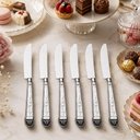 Ver imagem 6 de Jogo 6 Facas de Sobremesa Aço Inox Decorado 20cm Prateado Cozinha Mesa Posta