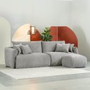 Ver imagem 1 de Conjunto Sofá 240cm e Puff Comfy CabeCasa MadeiraOriginals Cinza Mescla