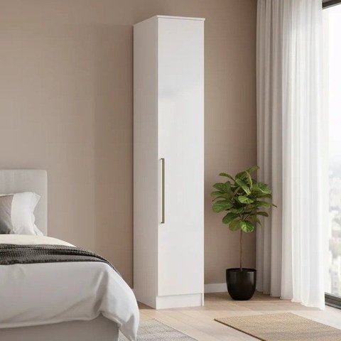 Guarda Roupa Modulado 1 Porta Requinte+ 100% MDF Branco/Line