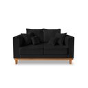 Ver imagem 1 de Sofá Namoradeira Viena 02 Lugares Com Almofadas Decorativa Suede Preto - Madeira Prima Deccor