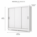 Ver imagem 2 de Guarda Roupa Casal França 171cm 3 Portas de Correr 2 Gavetas MDP Verniz Brilhante - Branco