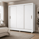 Ver imagem 5 de Guarda Roupa Casal França 171cm 3 Portas de Correr 2 Gavetas MDP Verniz Brilhante - Branco