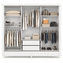 Ver imagem 3 de Guarda Roupa Casal França 171cm 3 Portas de Correr 2 Gavetas MDP Verniz Brilhante - Branco
