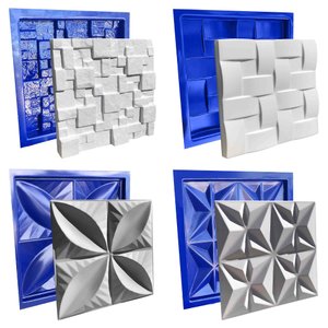 Conjunto 4 Formas 3d Gesso E Cimento Abs Azul 1mm Lindíssimo