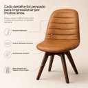 Ver imagem 4 de Kit 4 Cadeiras de Jantar Luiza Giratória 360° Caramelo Base em Madeira Maciça Estofada