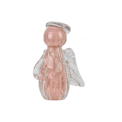 Mini Anjo Uriel Cristal Murano M Quartzo Rosa