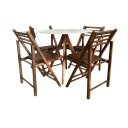 Ver imagem 3 de Conjunto Mesa Redonda com 4 Cadeiras Dobráveis Castanho