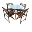 Ver imagem 2 de Conjunto Mesa Redonda com 4 Cadeiras Dobráveis Castanho