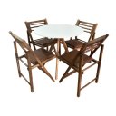 Ver imagem 1 de Conjunto Mesa Redonda com 4 Cadeiras Dobráveis Castanho