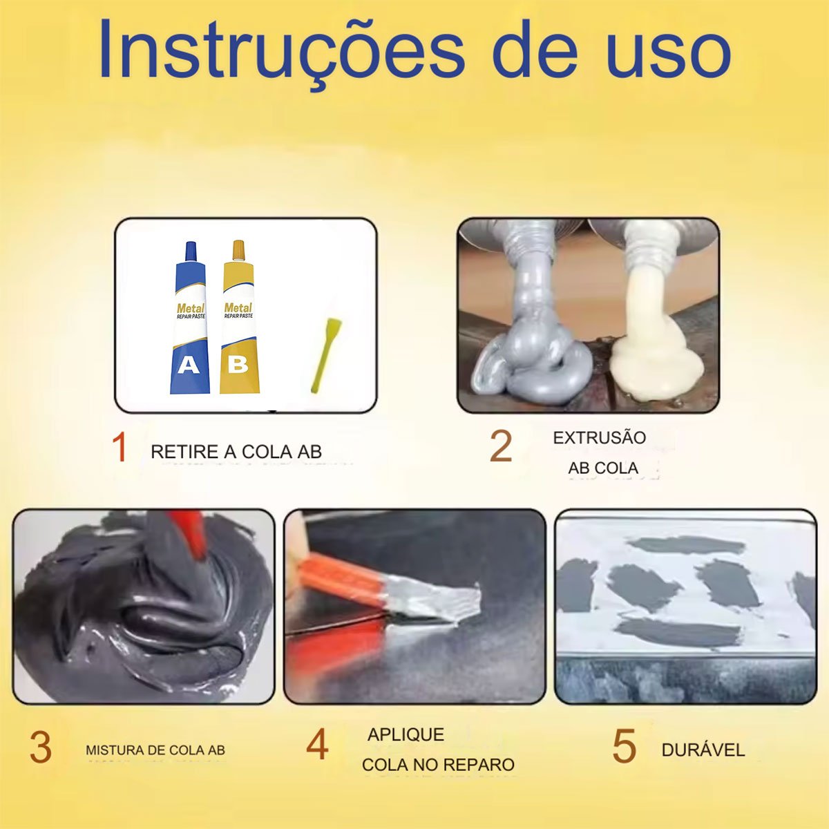 Super Cola Epoxi Metal Aço Aluminio Reparo Rachadura Multiuso Secagem Rapida Vazamento Ralos e Tonei - 2