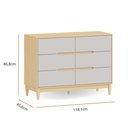 Ver mais imagens de Cômoda Infantil Tomi 6 Gavetas em Mdf – Carvalho Malva com Cinza