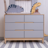 Cômoda Infantil Mdf 6 Gavetas Cinza com Carvalho Linha Tomi Quater - 1
