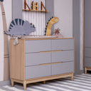 Ver imagem 4 de Cômoda Infantil Tomi 6 Gavetas em MDF – Carvalho Malva com Cinza