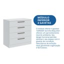 Ver imagem 7 de Cômoda Módulo Inferior 4 Gavetas Requinte+ 100% MDF Branco/Line