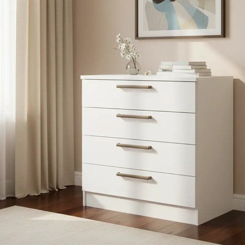 Cômoda Módulo Inferior 4 Gavetas Requinte+ 100% MDF Branco/Line