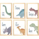 Ver imagem 1 de Quadro Infantil Dinossauro 6 Un A4 Vidro e Pendurador