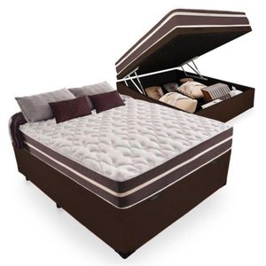Cama Box Baú Casal + Colchão de Molas Prime Colchões Classic Superlastic 138x188x64 Marrom