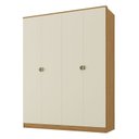 Ver imagem 2 de Guarda-Roupa Solteiro 100% MDF BP 4 Portas 2 Gavetas Brescia Marrom/Nogueira/Off White