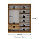 Ver imagem 5 de Guarda-Roupa Solteiro 100% MDF BP 4 Portas 2 Gavetas Brescia Marrom/Nogueira/Off White