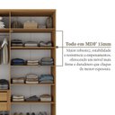 Ver mais imagens de Guarda-Roupa Solteiro 100% MDF BP 4 Portas 2 Gavetas Brescia Marrom/Nogueira/Off White