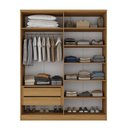 Ver imagem 4 de Guarda-Roupa Solteiro 100% MDF BP 4 Portas 2 Gavetas Brescia Marrom/Nogueira/Off White
