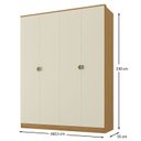 Ver imagem 3 de Guarda-Roupa Solteiro 100% MDF BP 4 Portas 2 Gavetas Brescia Marrom/Nogueira/Off White