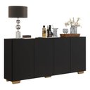 Ver imagem 1 de Aparador Buffet 4 Portas Com Pés Quadrados Veneza Multimóveis V3557 Preto/Natural Preto/Natural
