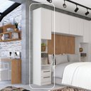 Ver imagem 6 de Mesa de Cabeceira Modulada Reto 1 Porta 2 Gavetas Requinte+ 100% MDF Branco/Line