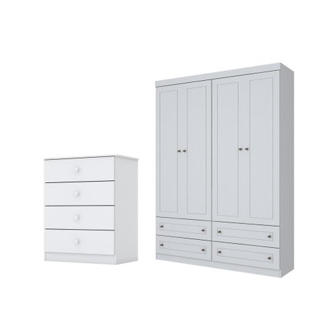 Jogo de Quarto com Guada Roupa Americano e Cômoda Labirinto - Fdecor